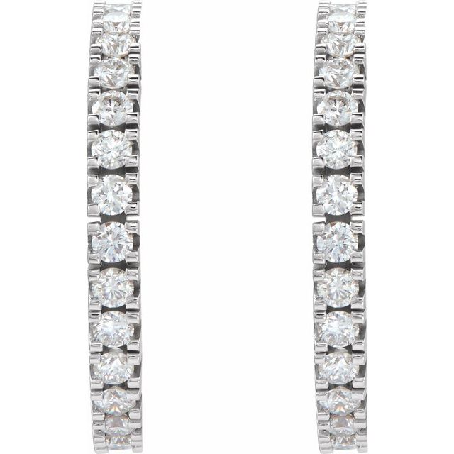 14K White 1/2 CTW Lab-Grown Diamond 17.6 mm Hoop Earrings