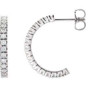 14K White 1/2 CTW Lab-Grown Diamond 17.6 mm Hoop Earrings