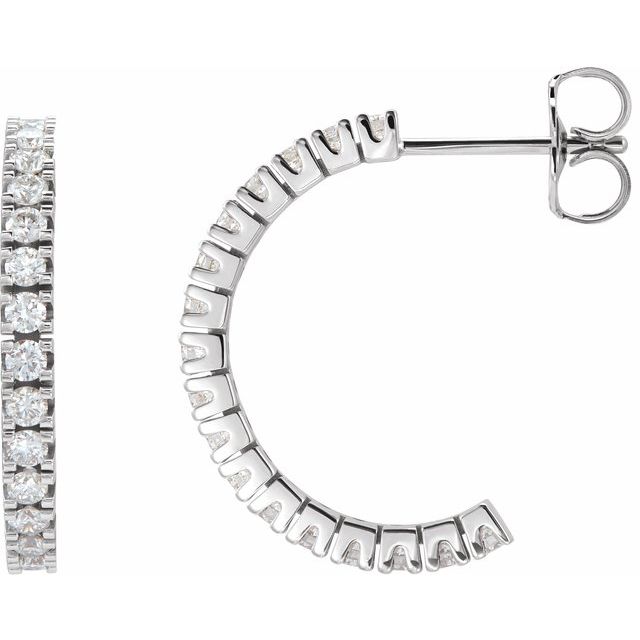 14K White 1/2 CTW Lab-Grown Diamond 17.6 mm Hoop Earrings