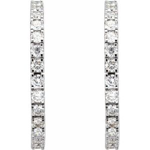 14K White 2 1/5 CTW Lab-Grown Diamond 27.7 mm Hoop Earrings