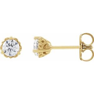 14K Yellow 1/2 CTW Lab-Grown Diamond Vintage-Inspired Earrings