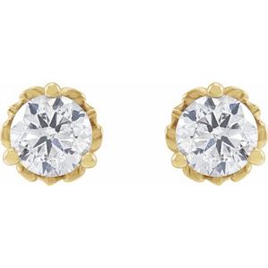 14K Yellow 1/2 CTW Lab-Grown Diamond Vintage-Inspired Earrings