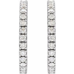 14K White 1 5/8 CTW Lab-Grown Diamond 24.7 mm Hoop Earrings
