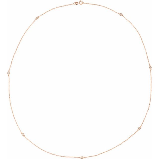 14K Rose 1/3 CTW Lab-Grown Diamond 7-Station 24" Necklace