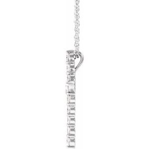 14K White 1/2 CTW Lab-Grown Diamond Cross 16-18" Necklace