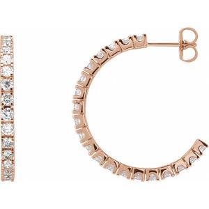 14K Rose 2 1/5 CTW Lab-Grown Diamond 27.7 mm Hoop Earrings