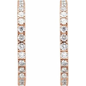 14K Rose 2 1/5 CTW Lab-Grown Diamond 27.7 mm Hoop Earrings