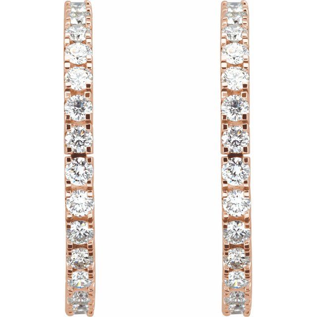 14K Rose 2 1/5 CTW Lab-Grown Diamond 27.7 mm Hoop Earrings