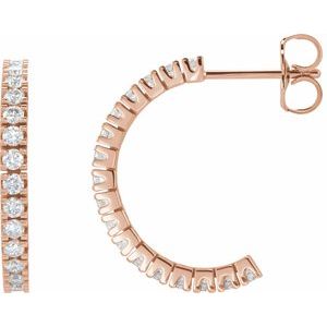 14K Rose 1/2 CTW Lab-Grown Diamond 17.6 mm Hoop Earrings