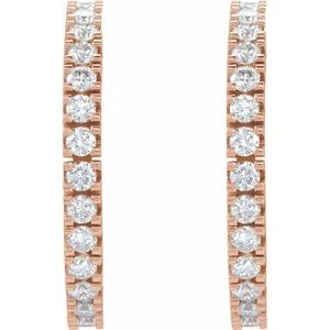 14K Rose 1/2 CTW Lab-Grown Diamond 17.6 mm Hoop Earrings