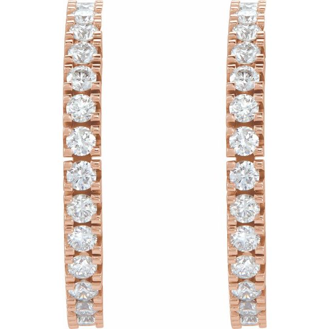 14K Rose 1/2 CTW Lab-Grown Diamond 17.6 mm Hoop Earrings