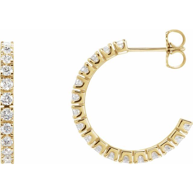 14K Yellow 1 CTW Lab-Grown Diamond 20.5 mm Hoop Earrings
