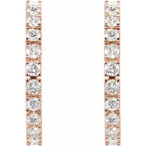 14K Rose 1 CTW Lab-Grown Diamond 20.5 mm Hoop Earrings