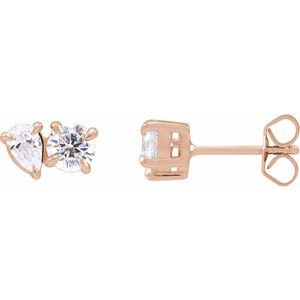 14K Rose 1 1/6 CTW Lab-Grown Diamond Two-Stone Stud Earrings
