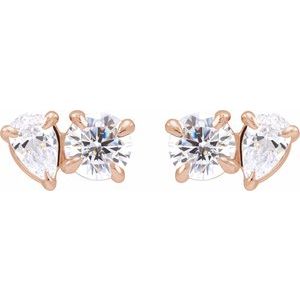 14K Rose 1 1/6 CTW Lab-Grown Diamond Two-Stone Stud Earrings