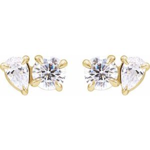 14K Yellow 1 1/6 CTW Lab-Grown Diamond Two-Stone Stud Earrings