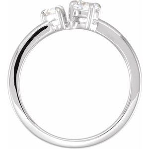 14K White 5/8 CTW Lab-Grown Diamond Two-Stone Ring