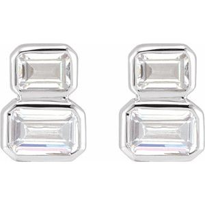 14K White 1 CTW Lab-Grown Diamond Two-Stone Stud Earrings