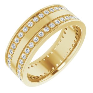 14K Yellow 5/8 CTW Lab-Grown Diamond Double Row Accented Band Size 7.5