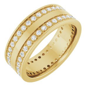 14K Yellow 5/8 CTW Lab-Grown Diamond Double Row Accented Band Size 7