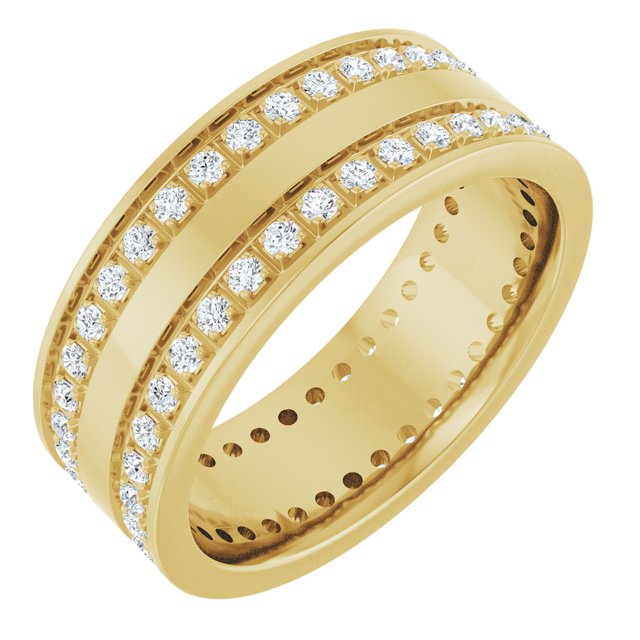 14K Yellow 5/8 CTW Lab-Grown Diamond Double Row Accented Band Size 7