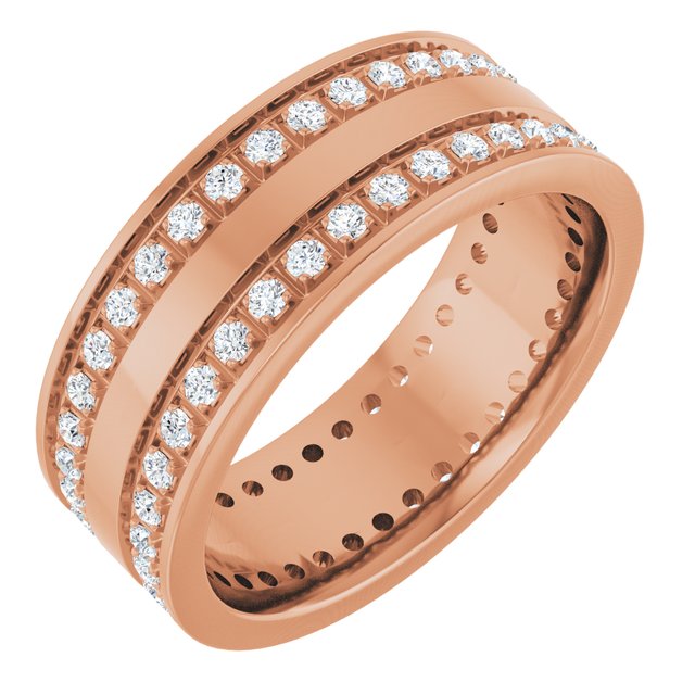14K Rose 5/8 CTW Lab-Grown Diamond Double Row Accented Band Size 7