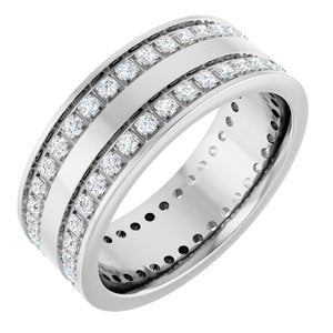 14K White 5/8 CTW Lab-Grown Diamond Double Row Accented Band Size 7