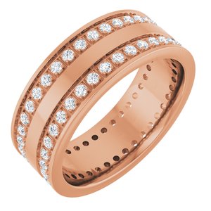 14K Rose 5/8 CTW Lab-Grown Diamond Double Row Accented Band Size 7