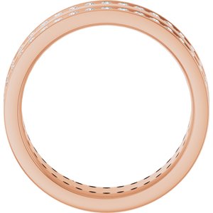 14K Rose 5/8 CTW Lab-Grown Diamond Double Row Accented Band Size 7