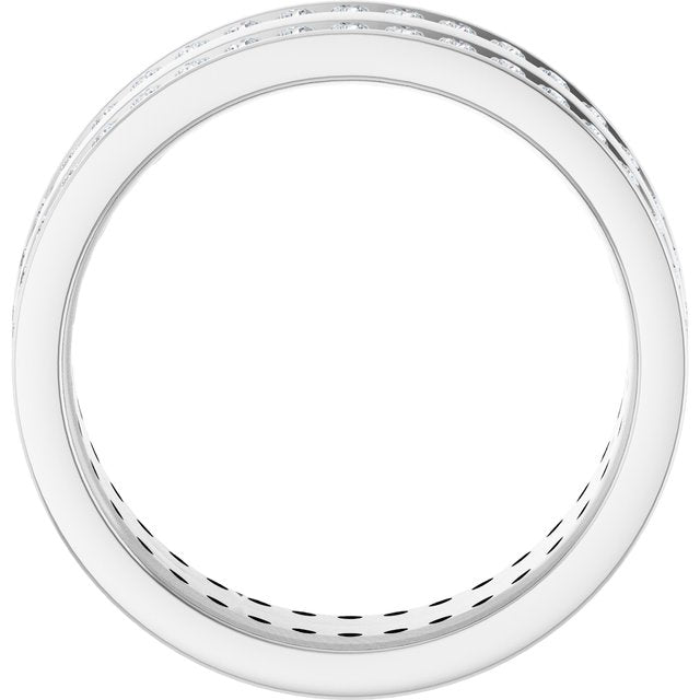 14K White 5/8 CTW Lab-Grown Diamond Double Row Accented Band Size 7