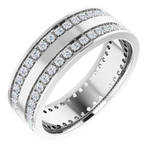 14K White 3/4 CTW Lab-Grown Diamond Double Row Accented Band Size 9.5