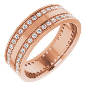 14K Rose 3/4 CTW Lab-Grown Diamond Double Row Accented Band Size 9.5