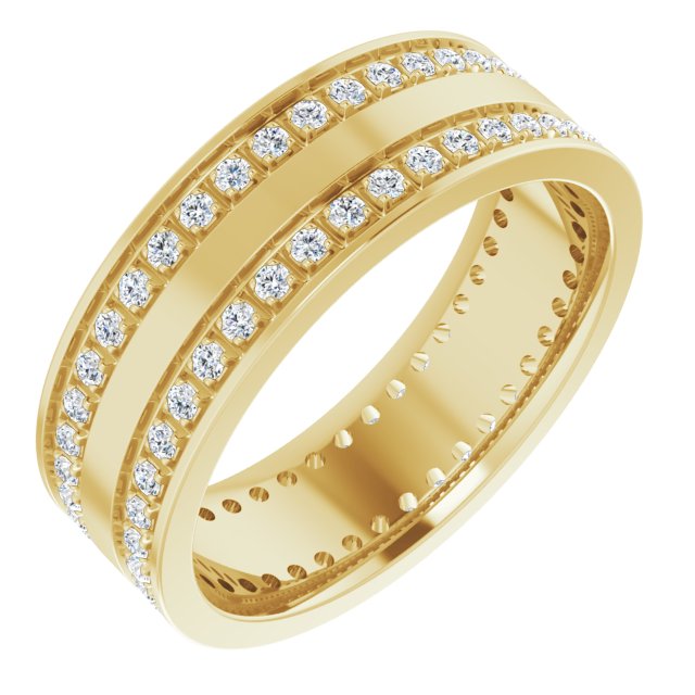 14K Yellow 3/4 CTW Lab-Grown Diamond Double Row Accented Band Size 9.5
