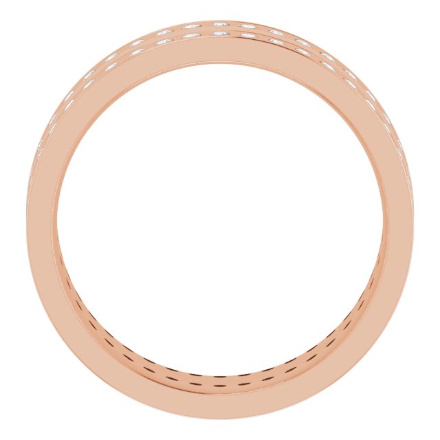 14K Rose 3/4 CTW Lab-Grown Diamond Double Row Accented Band Size 9.5