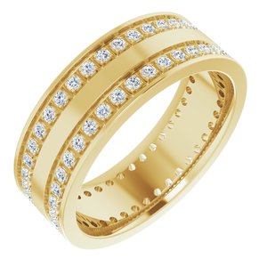 14K Yellow 3/4 CTW Lab-Grown Diamond Double Row Accented Band Size 8.5