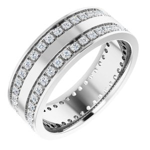 14K White 3/4 CTW Lab-Grown Diamond Double Row Accented Band Size 8.5