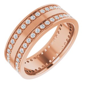 14K Rose 3/4 CTW Lab-Grown Diamond Double Row Accented Band Size 8.5