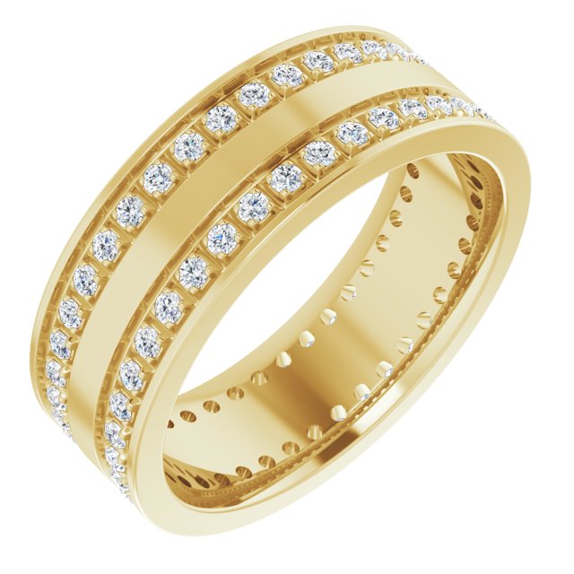 14K Yellow 3/4 CTW Lab-Grown Diamond Double Row Accented Band Size 8.5