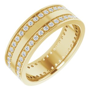14K Yellow 3/4 CTW Lab-Grown Diamond Double Row Accented Band Size 9