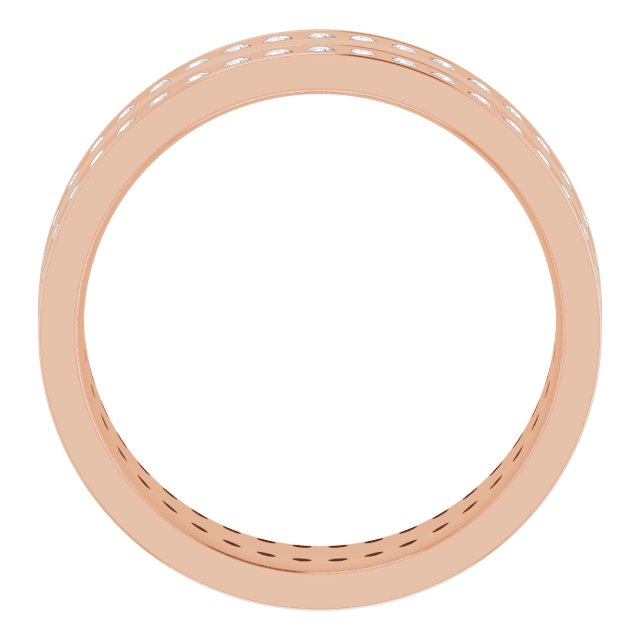 14K Rose 3/4 CTW Lab-Grown Diamond Double Row Accented Band Size 9