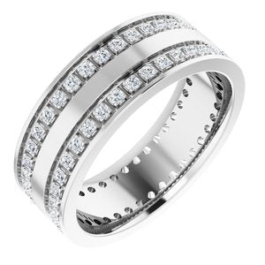 14K White 5/8 CTW Lab-Grown Diamond Double Row Accented Band Size 8