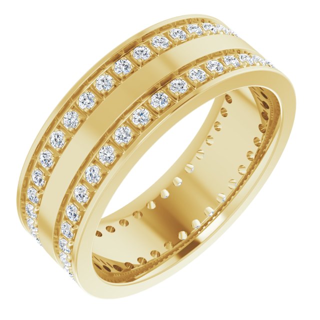 14K Yellow 5/8 CTW Lab-Grown Diamond Double Row Accented Band Size 8
