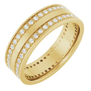 14K Yellow 3/4 CTW Lab-Grown Diamond Double Row Accented Band Size 11