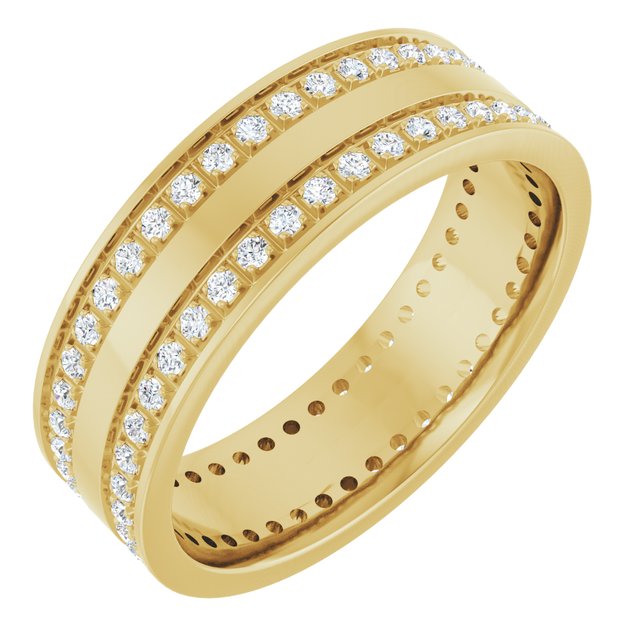 14K Yellow 3/4 CTW Lab-Grown Diamond Double Row Accented Band Size 11