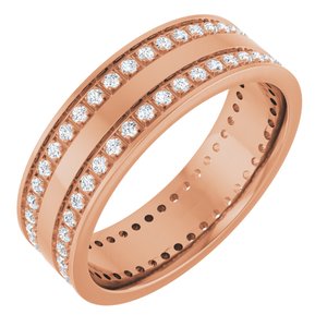 14K Rose 3/4 CTW Lab-Grown Diamond Double Row Accented Band Size 11
