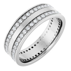 14K White 3/4 CTW Lab-Grown Diamond Double Row Accented Band Size 11