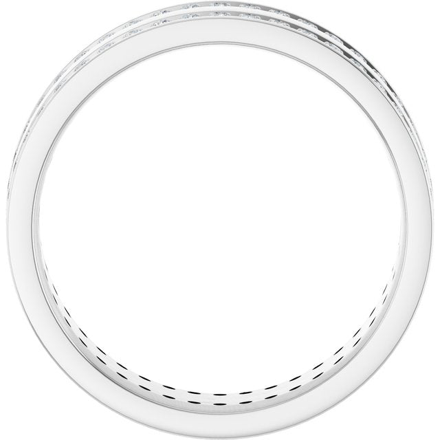 14K White 3/4 CTW Lab-Grown Diamond Double Row Accented Band Size 11