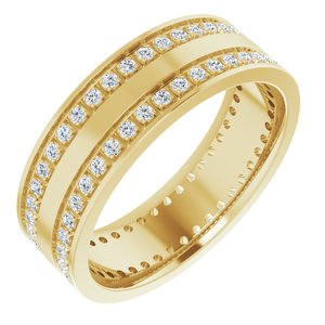 14K Yellow 3/4 CTW Lab-Grown Diamond Double Row Accented Band Size 10.5