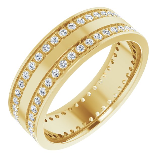 14K Yellow 3/4 CTW Lab-Grown Diamond Double Row Accented Band Size 10.5
