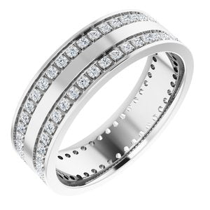 14K White 3/4 CTW Lab-Grown Diamond Double Row Accented Band Size 11.5